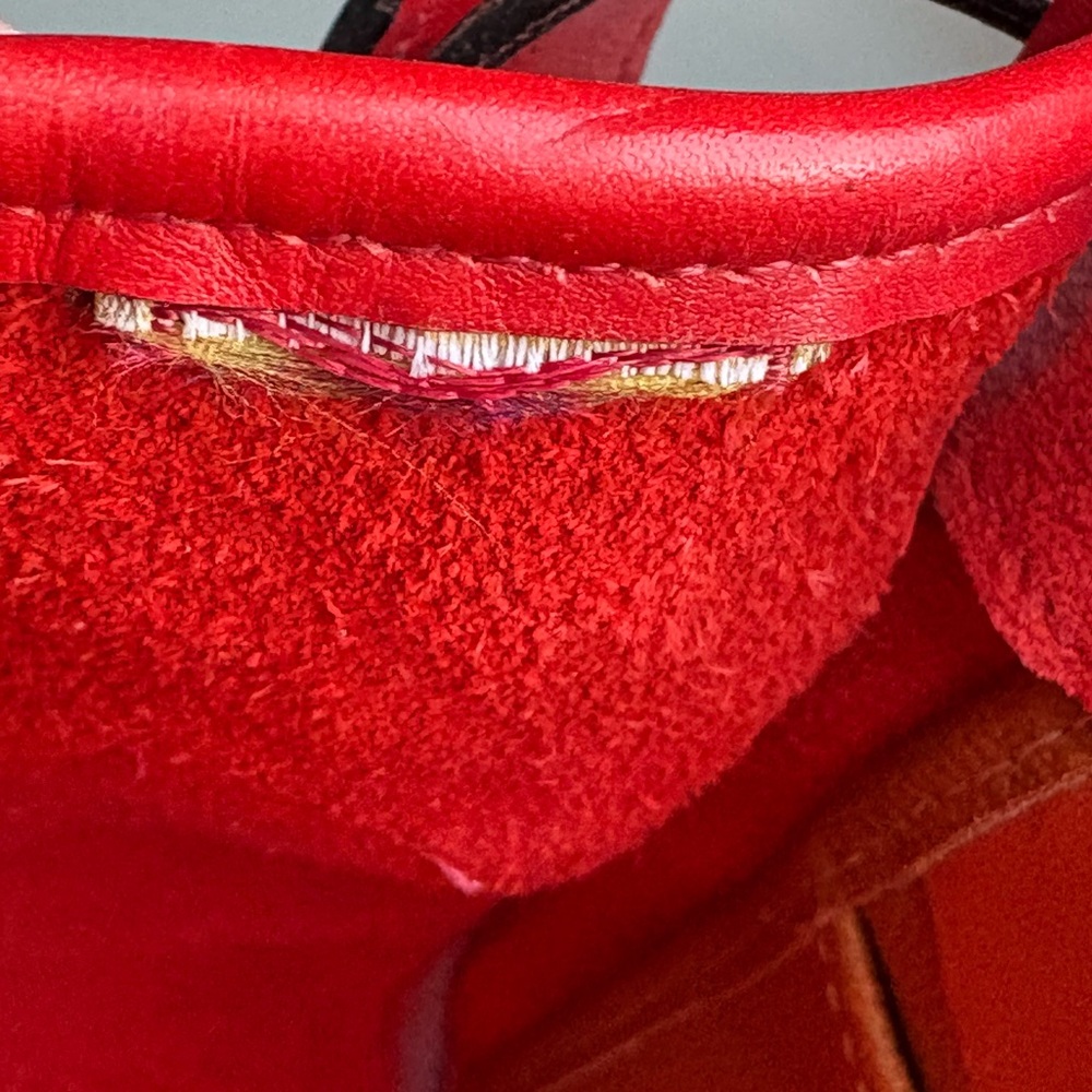 Dooney & Bourke awl Red Leather Outback Double Pocket Messenger Bag Large P36 - Picture 15 of 16